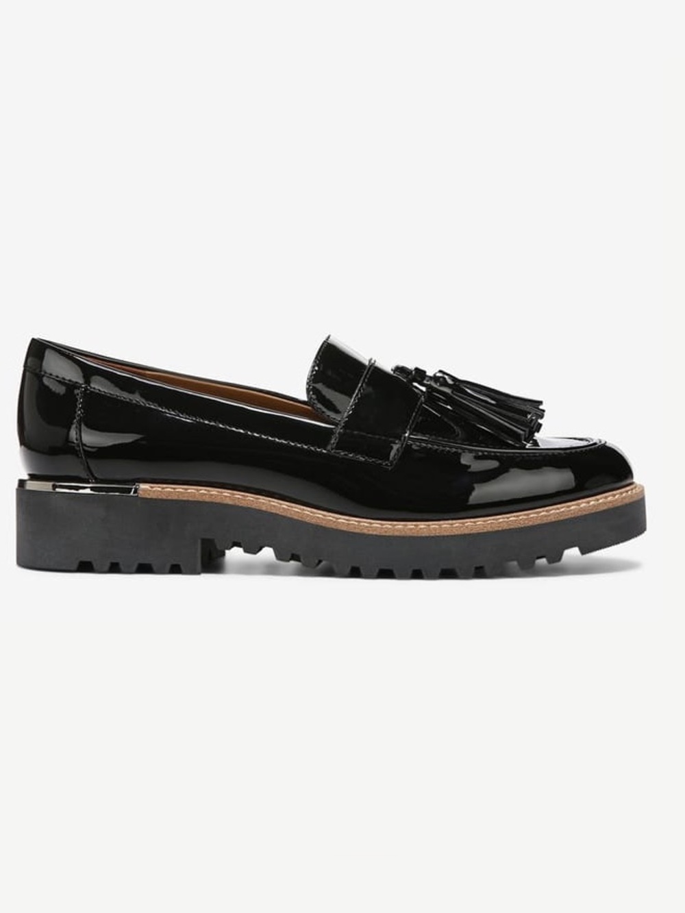 NWOT - FRANCO SARTO TASSEL Black Patent Non-Slip Sole Loafers - Women 7.5W - Picture 2 of 16
